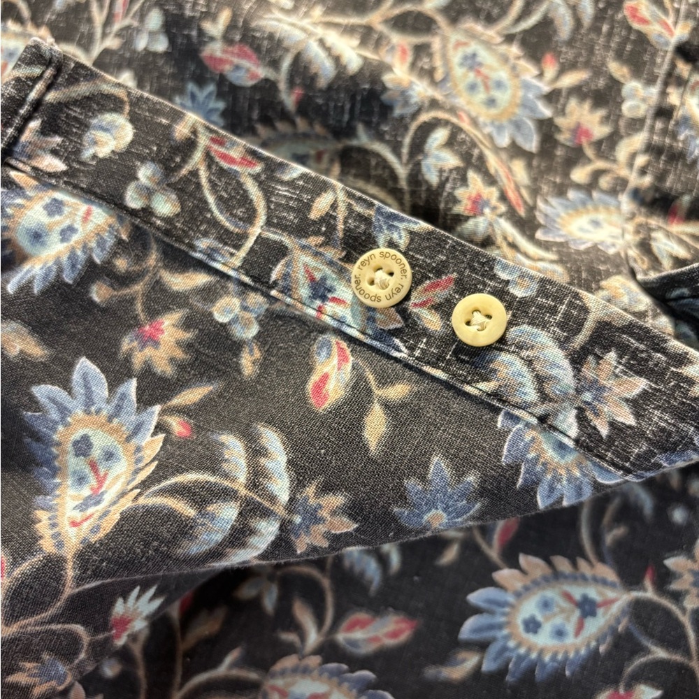 Reyn Spooner Floral Button Down Shirt - Black and White - Picture 7 of 9